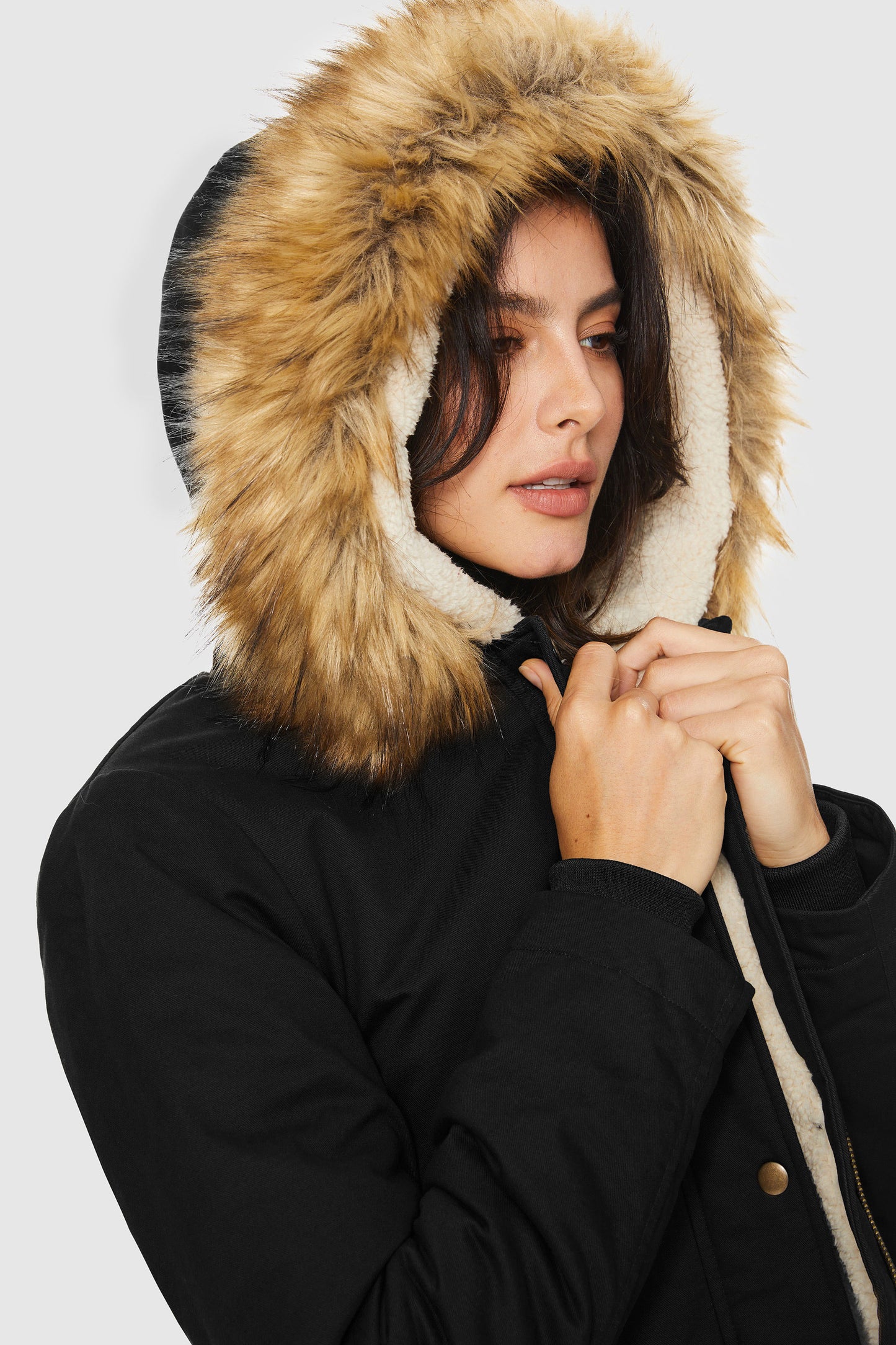 Faux Fur Thickened Hooded Parka Jacket