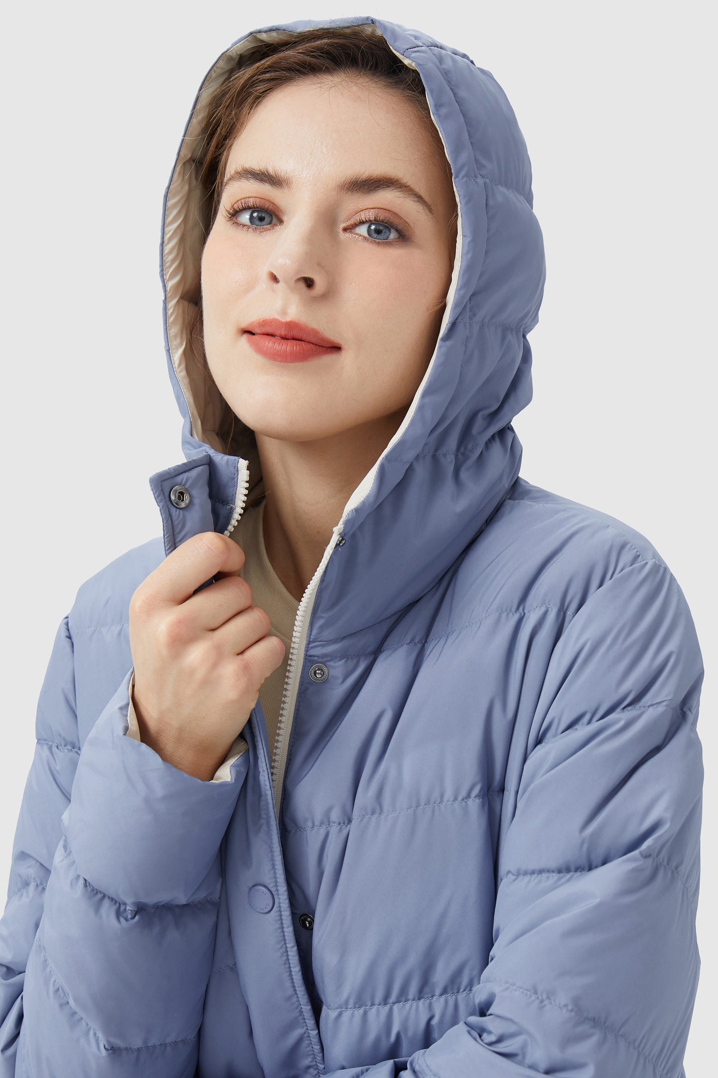 Lightweight Reversible Down Jacket with Hood