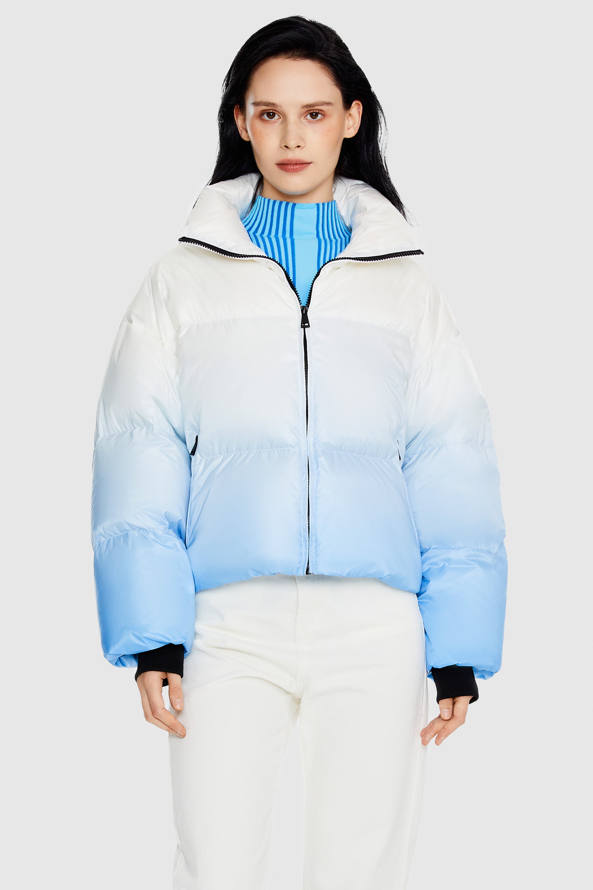 Puff-O Summit Ombre Gradient Effect Cropped Puffer Jacket