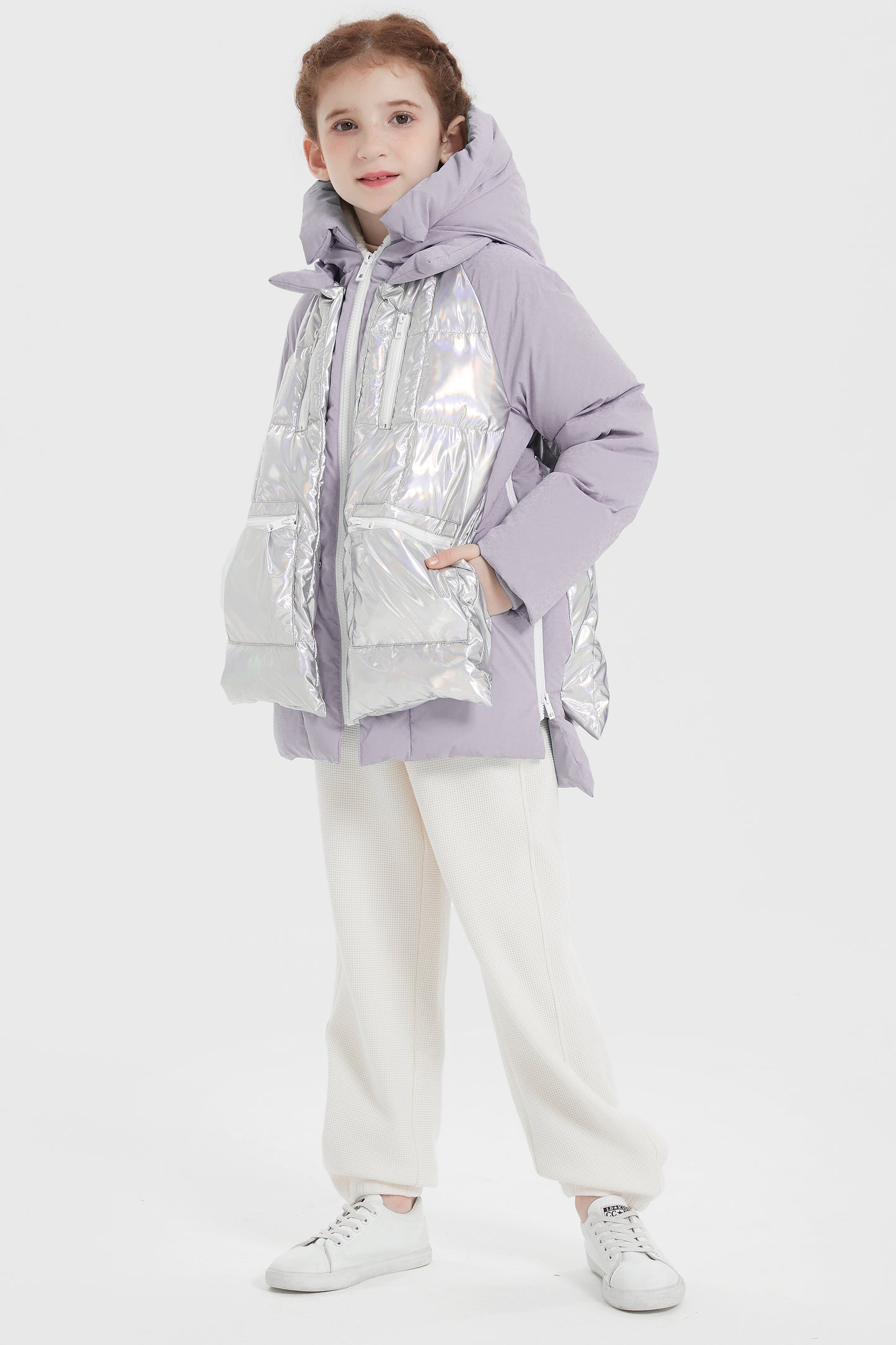 092 Universe Colorlay Kid's Shiny Metallic Puffer Jacket