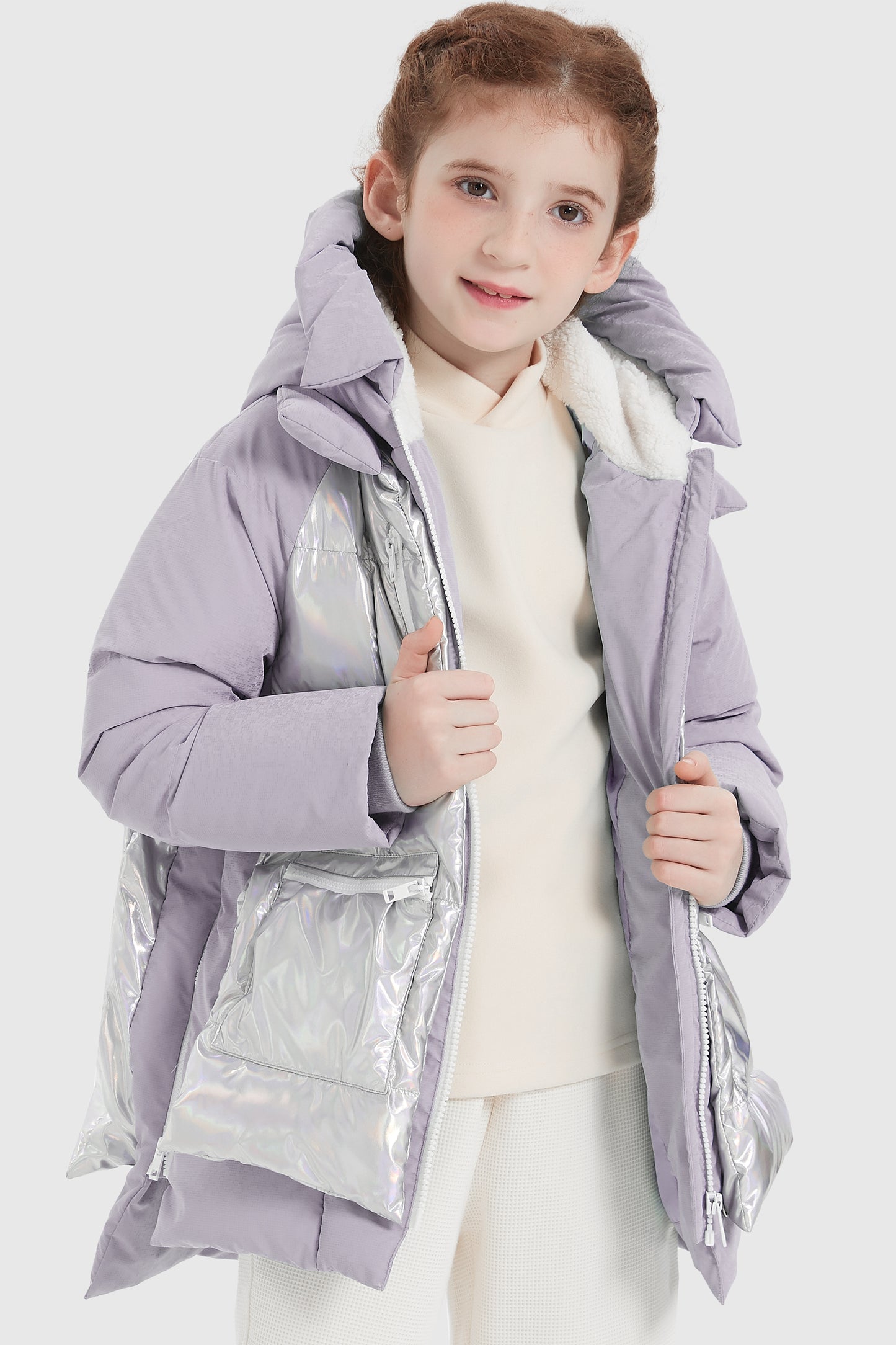 092 Universe Colorlay Kid's Shiny Metallic Puffer Jacket