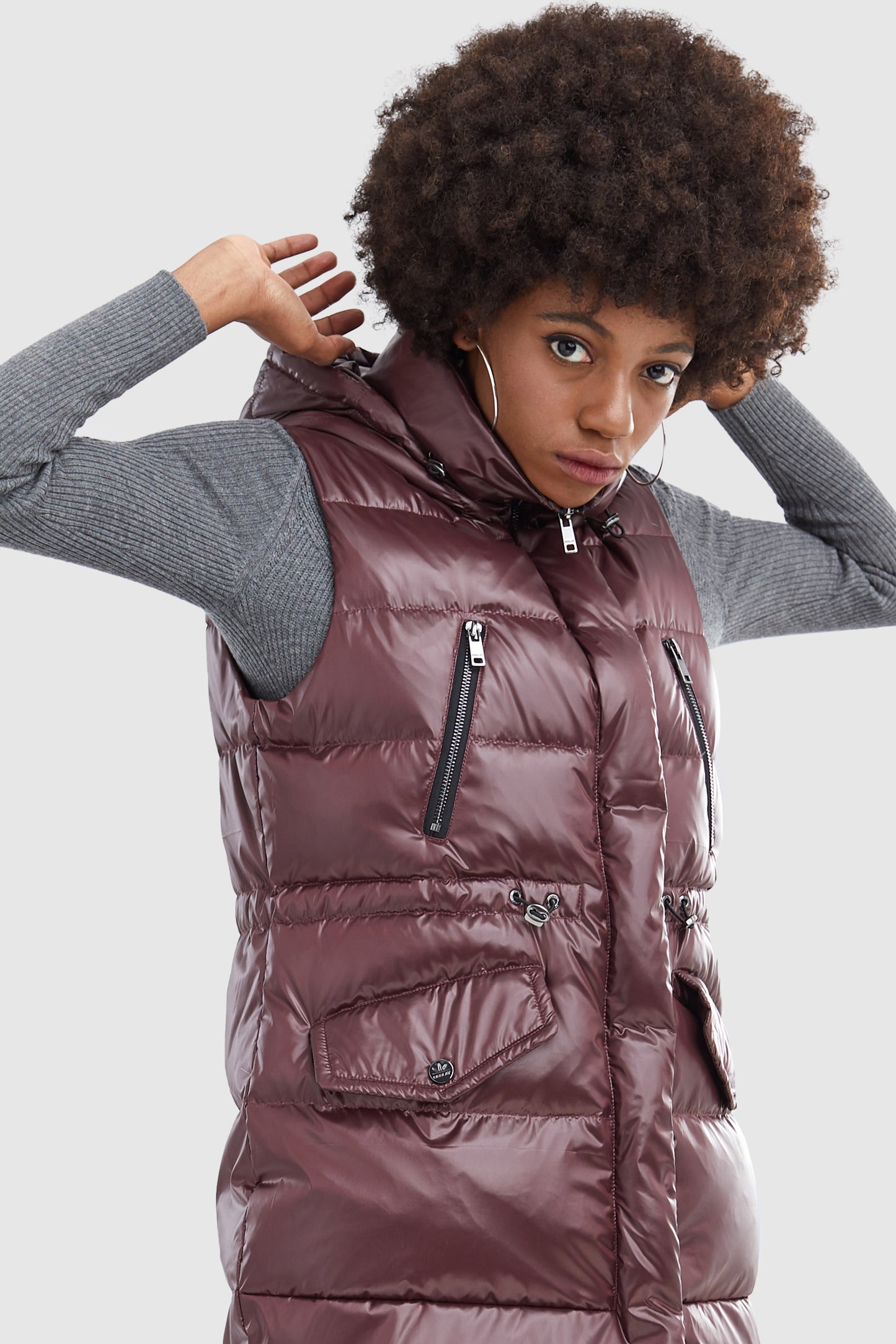 Stand Collar Thick Hooded Down Vest