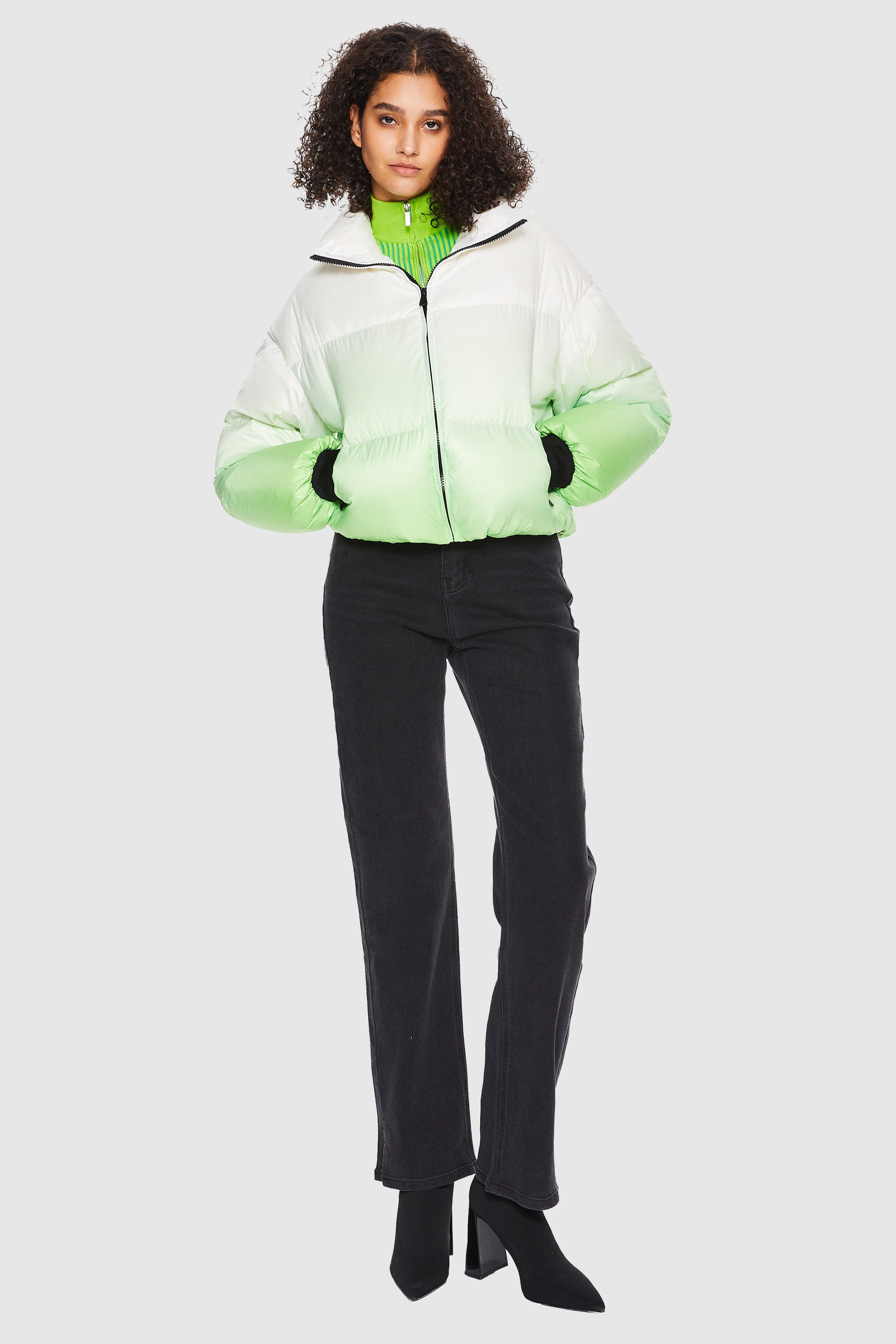 Puff-O Summit Ombre Gradient Effect Cropped Puffer Jacket