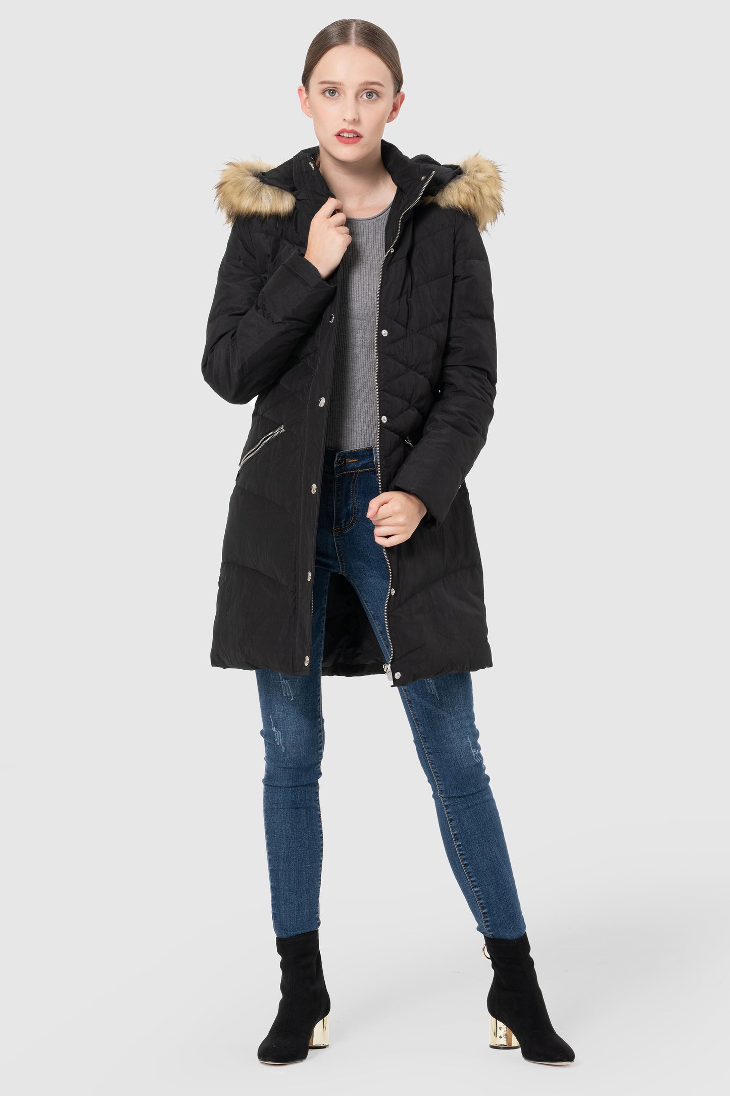 Diamond Quilted Winter Down Coat