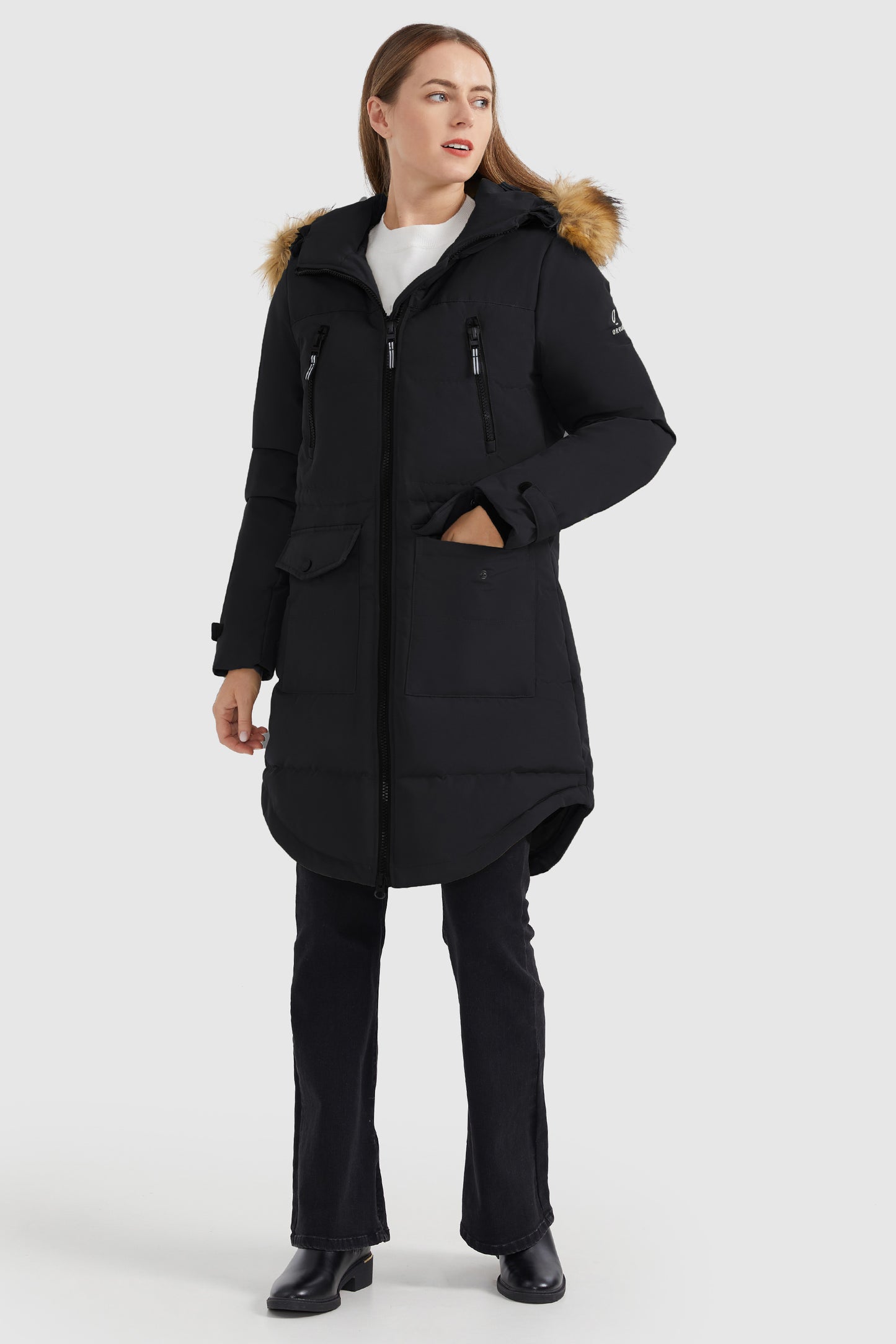 Drawstring Hooded Thickened Down Coat