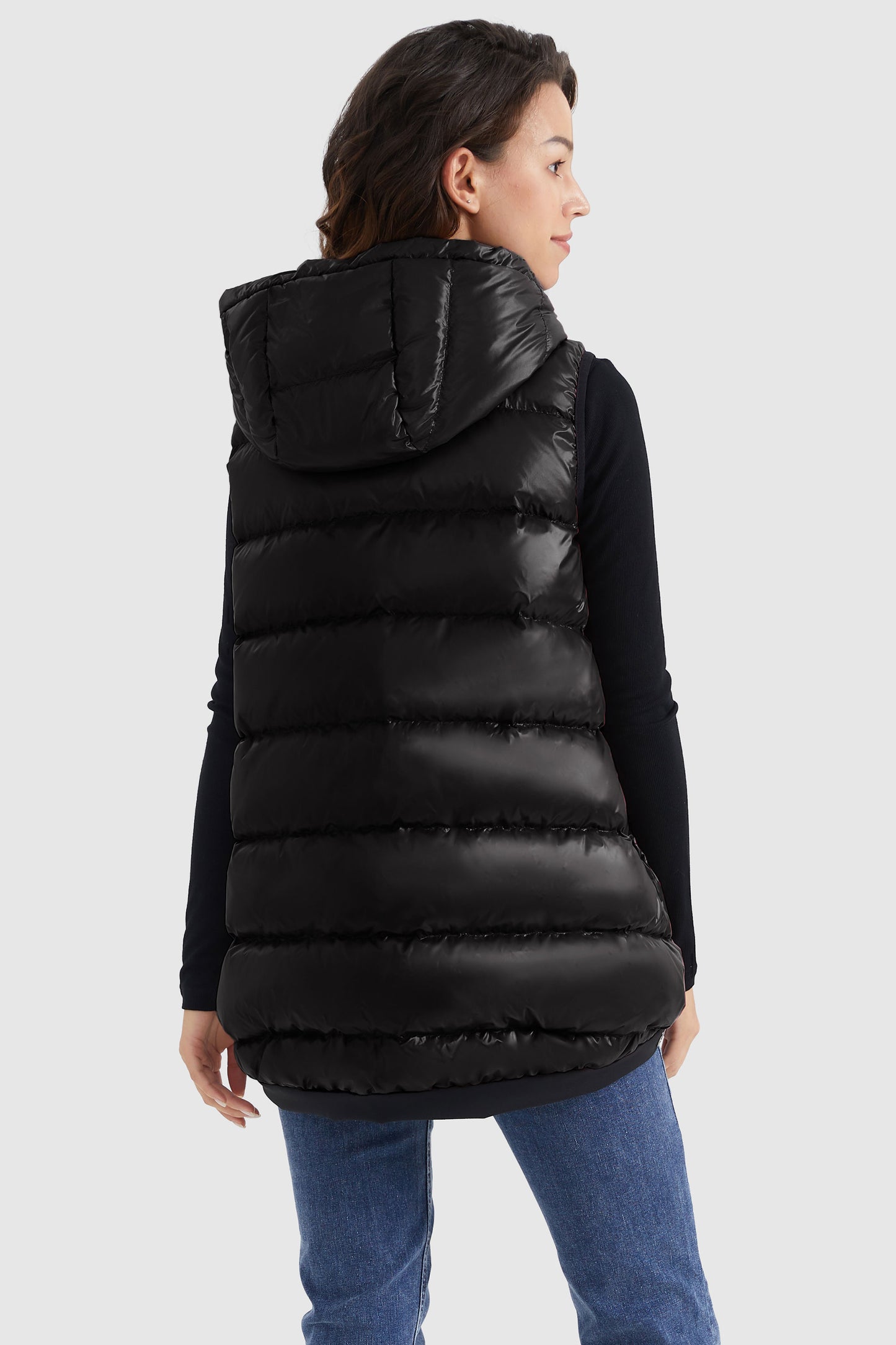 Zip Up Hooded Quilted Puffer Down Vest