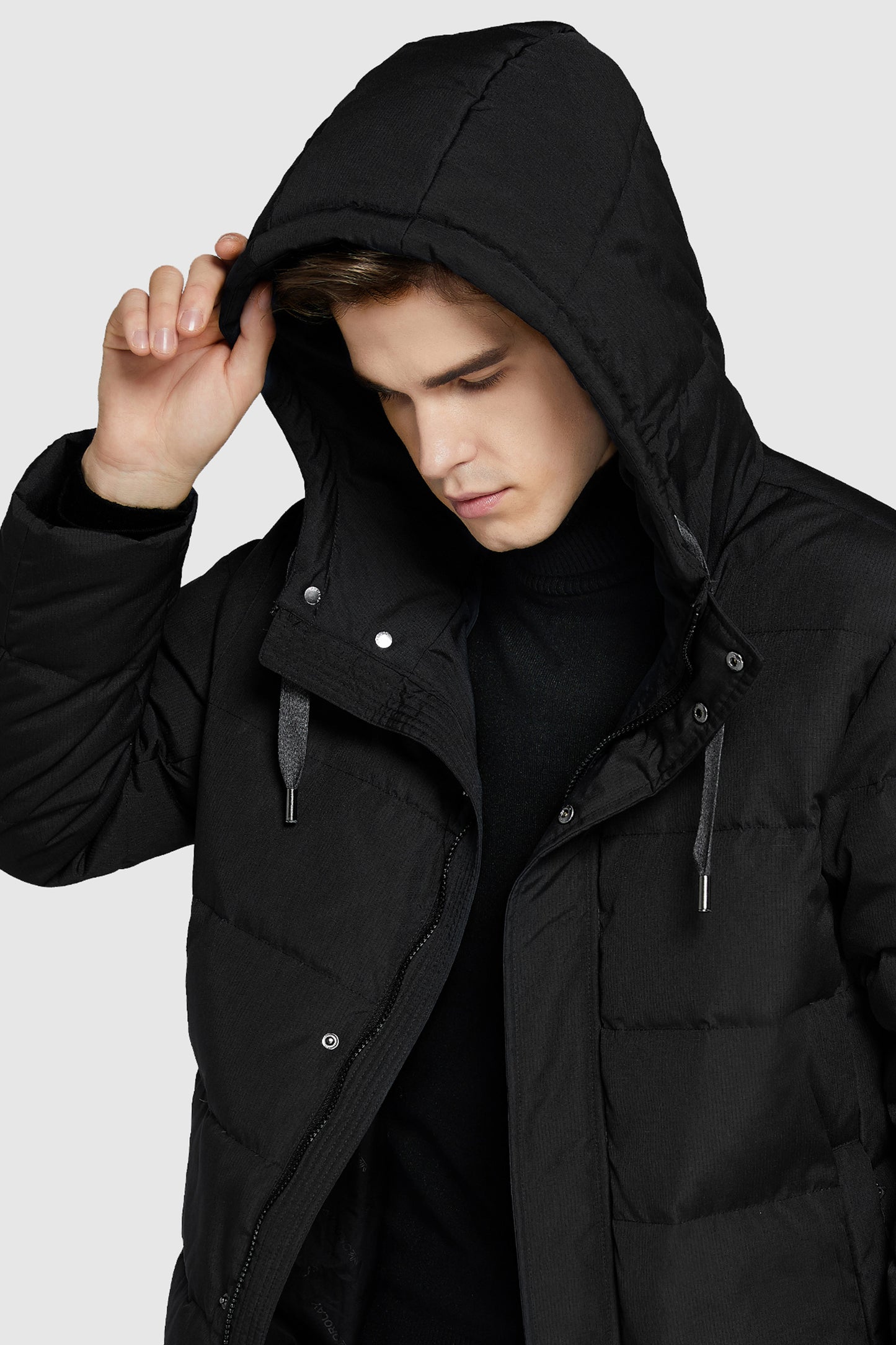 Mid-Length Warm Hooded Puffer Down Jacket