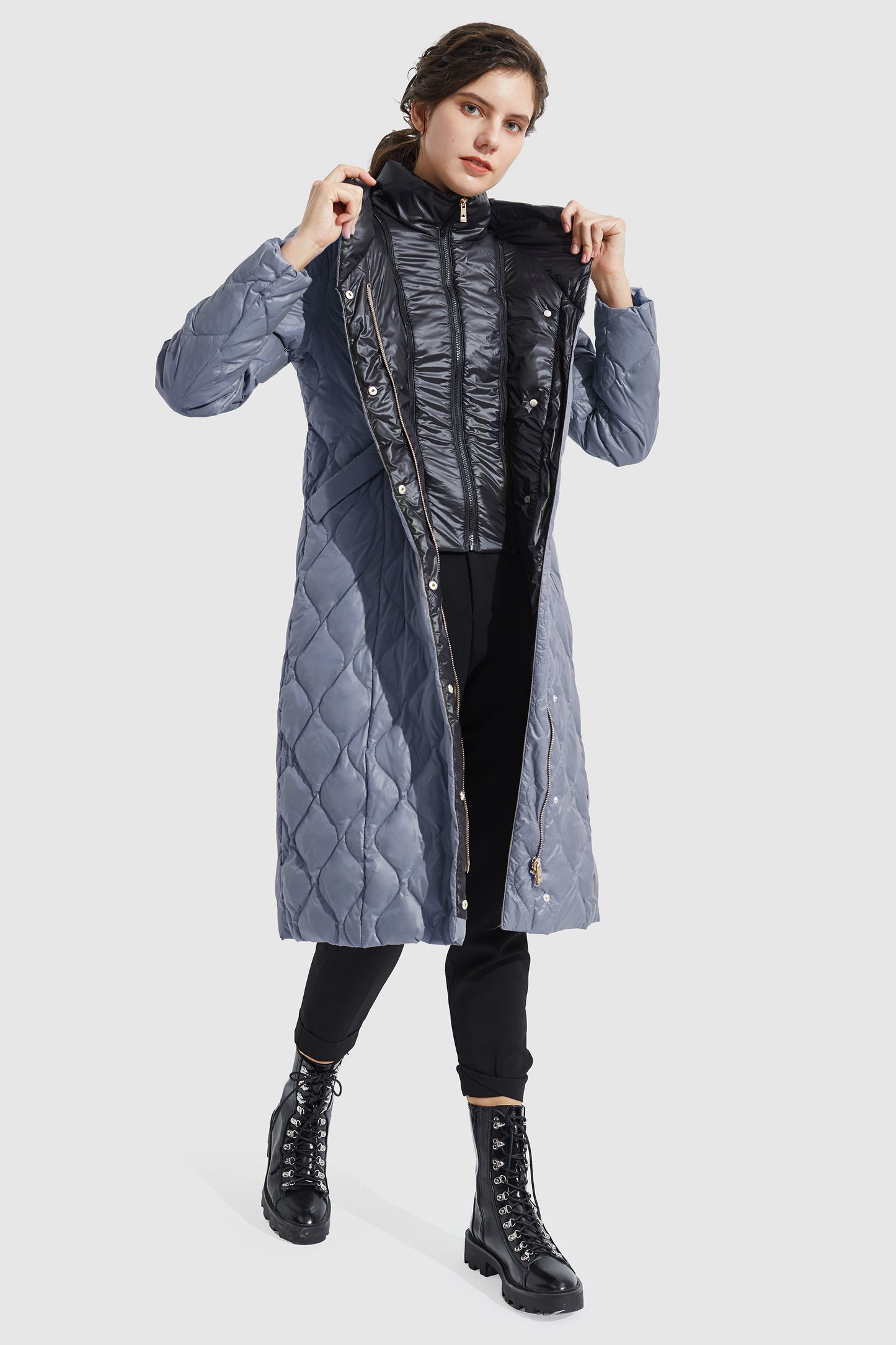 Double Layer Removable Hood Down Coat