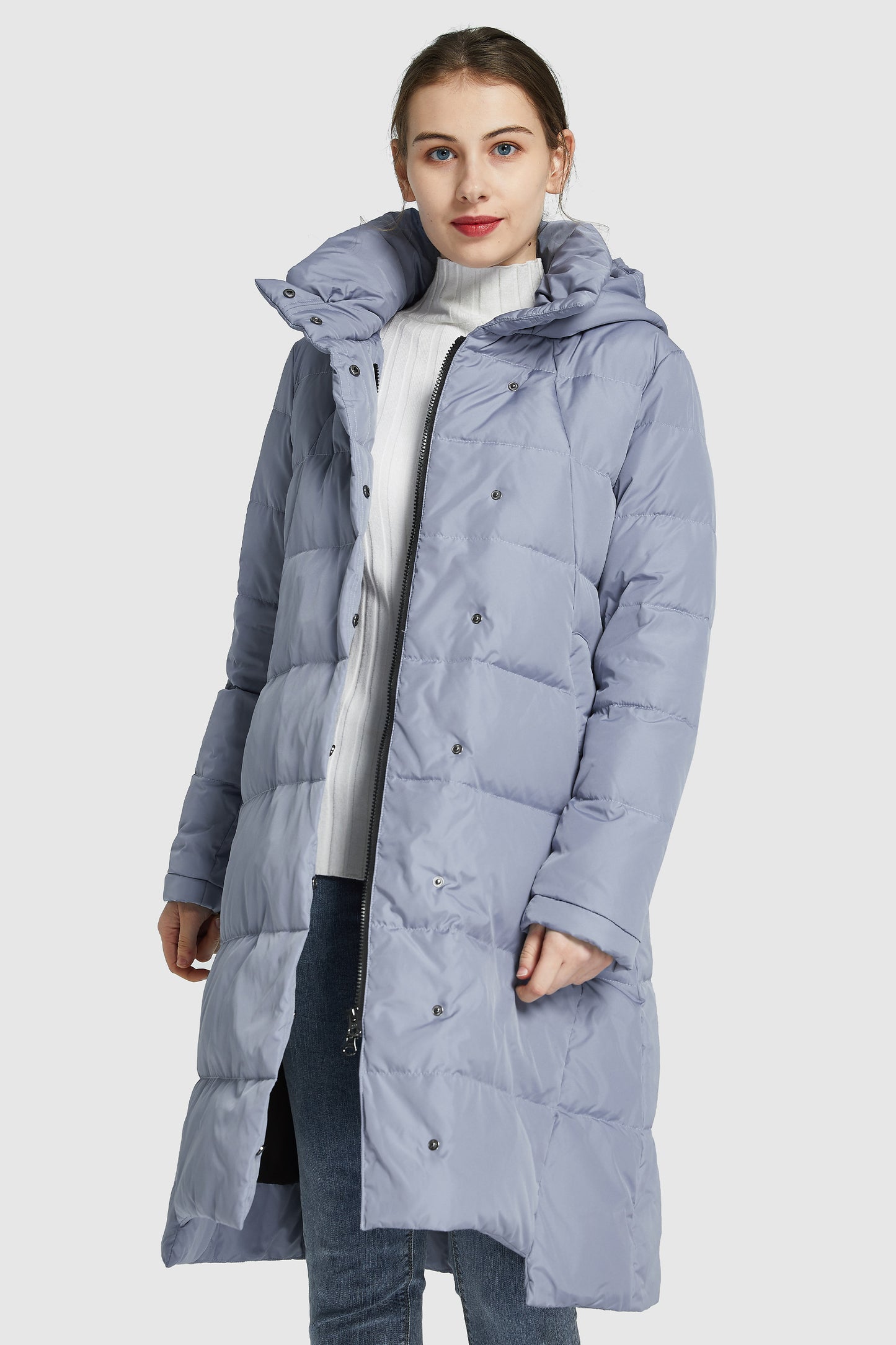 Hooded Winter Two-Way Zipper Down Coat