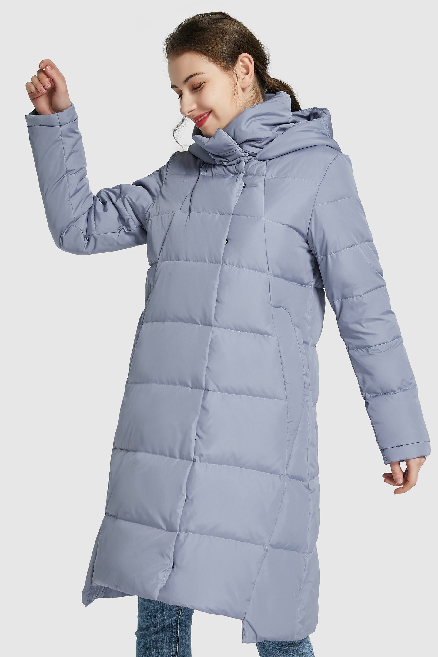 Hooded Winter Two-Way Zipper Down Coat