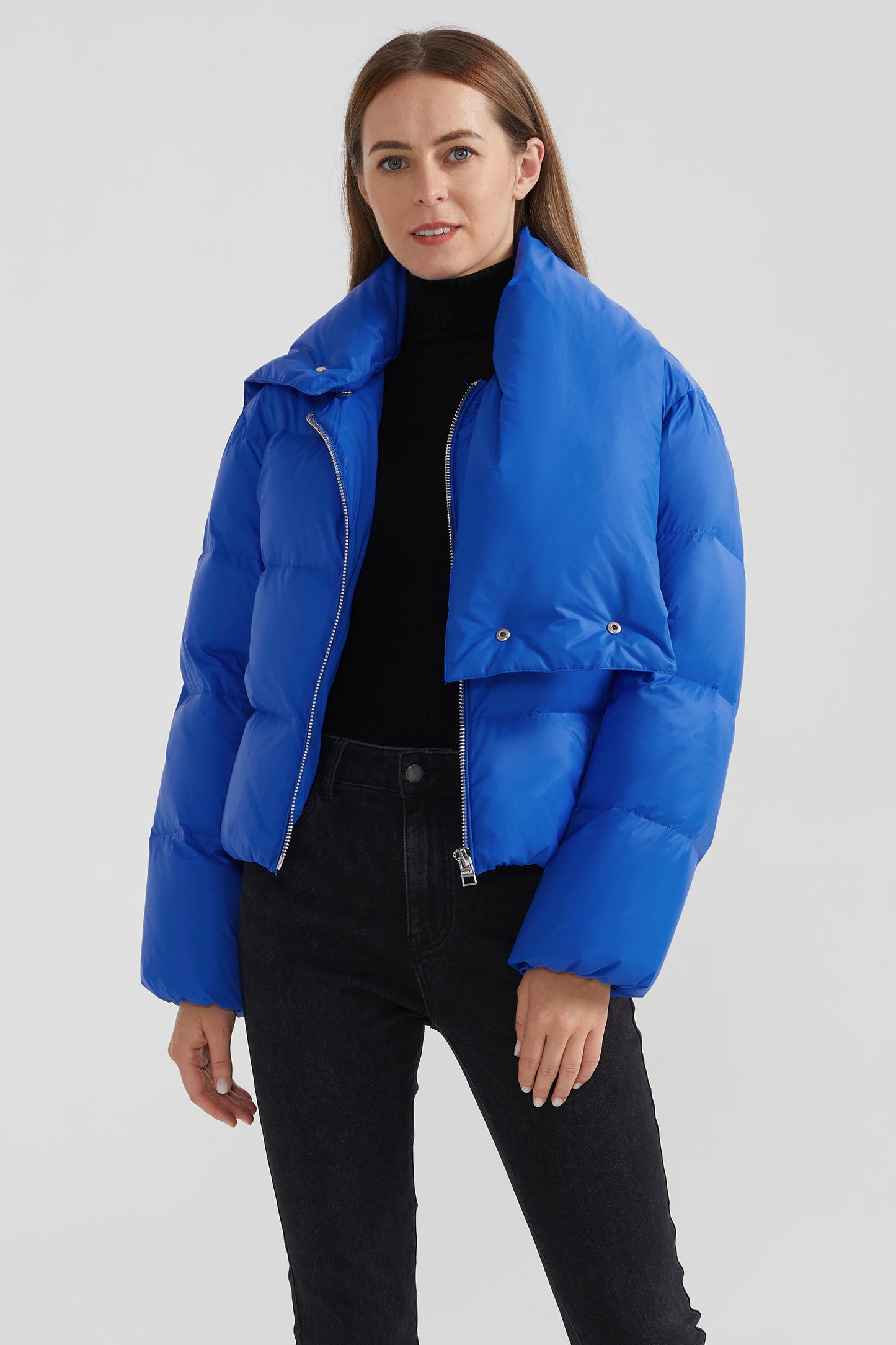 Stylish Puffer Down Coat with Thickened Collar