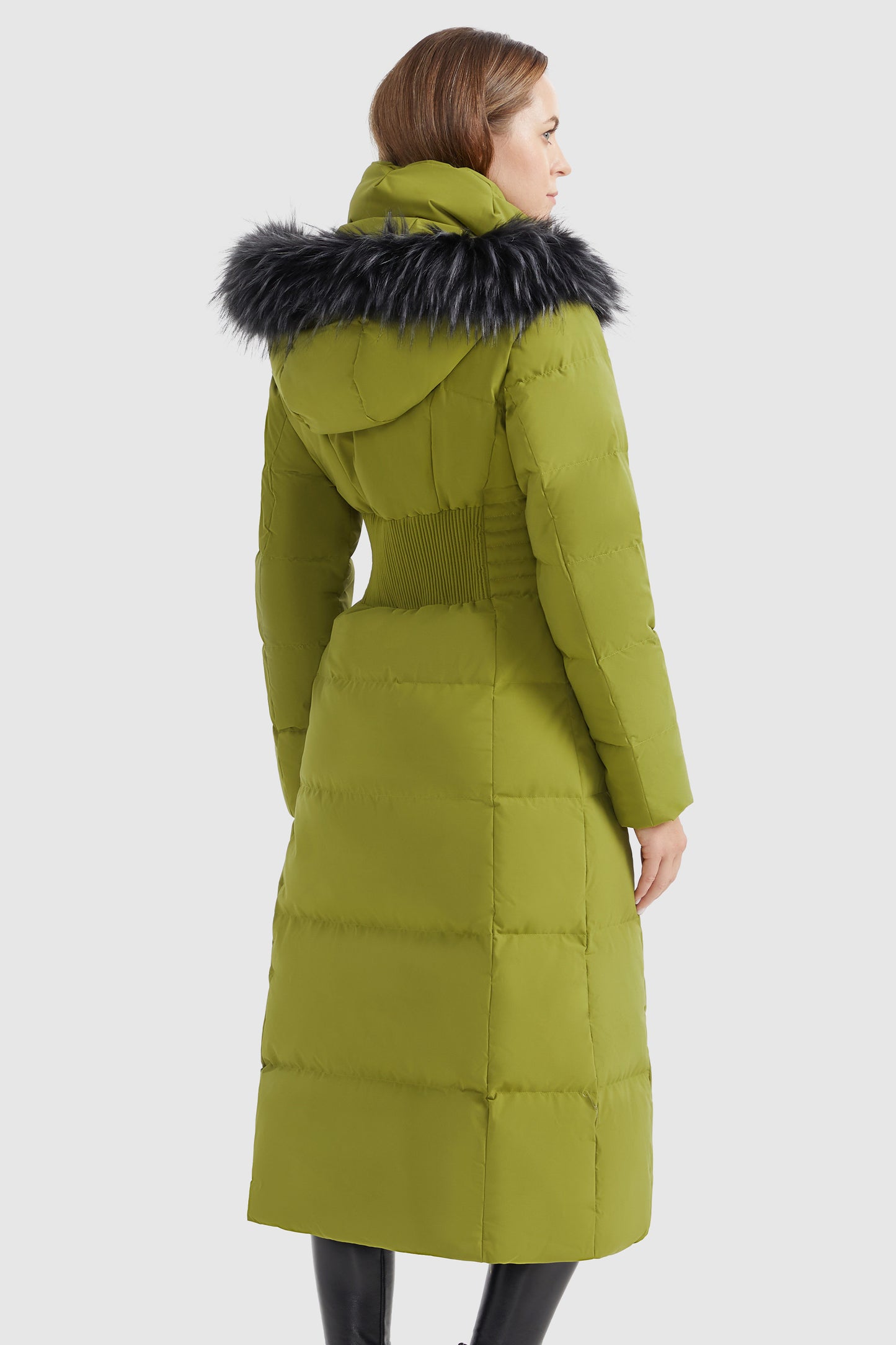 Quilted Hooded Fur Long Puffer Coat