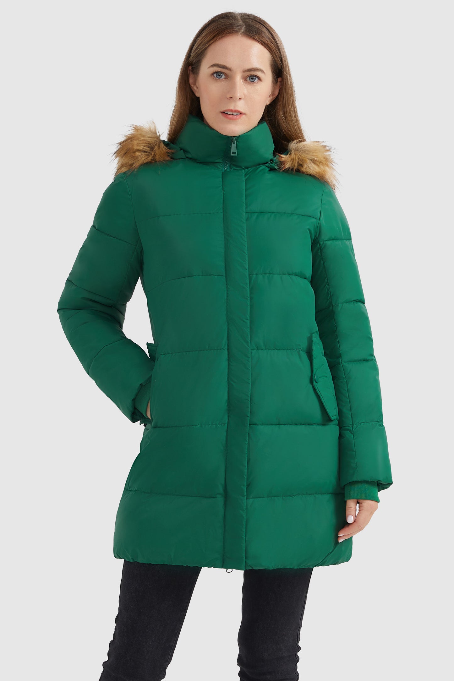 Faux Fur Hooded Winter Puffer Coat