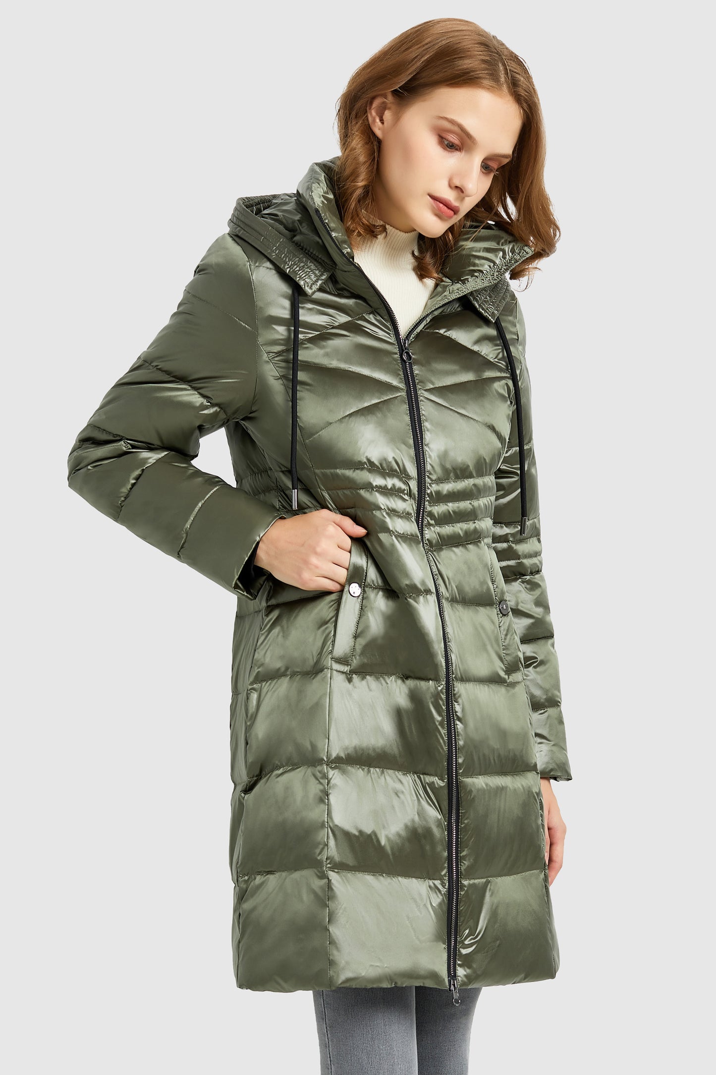Stand Collar Down Parka with Hood