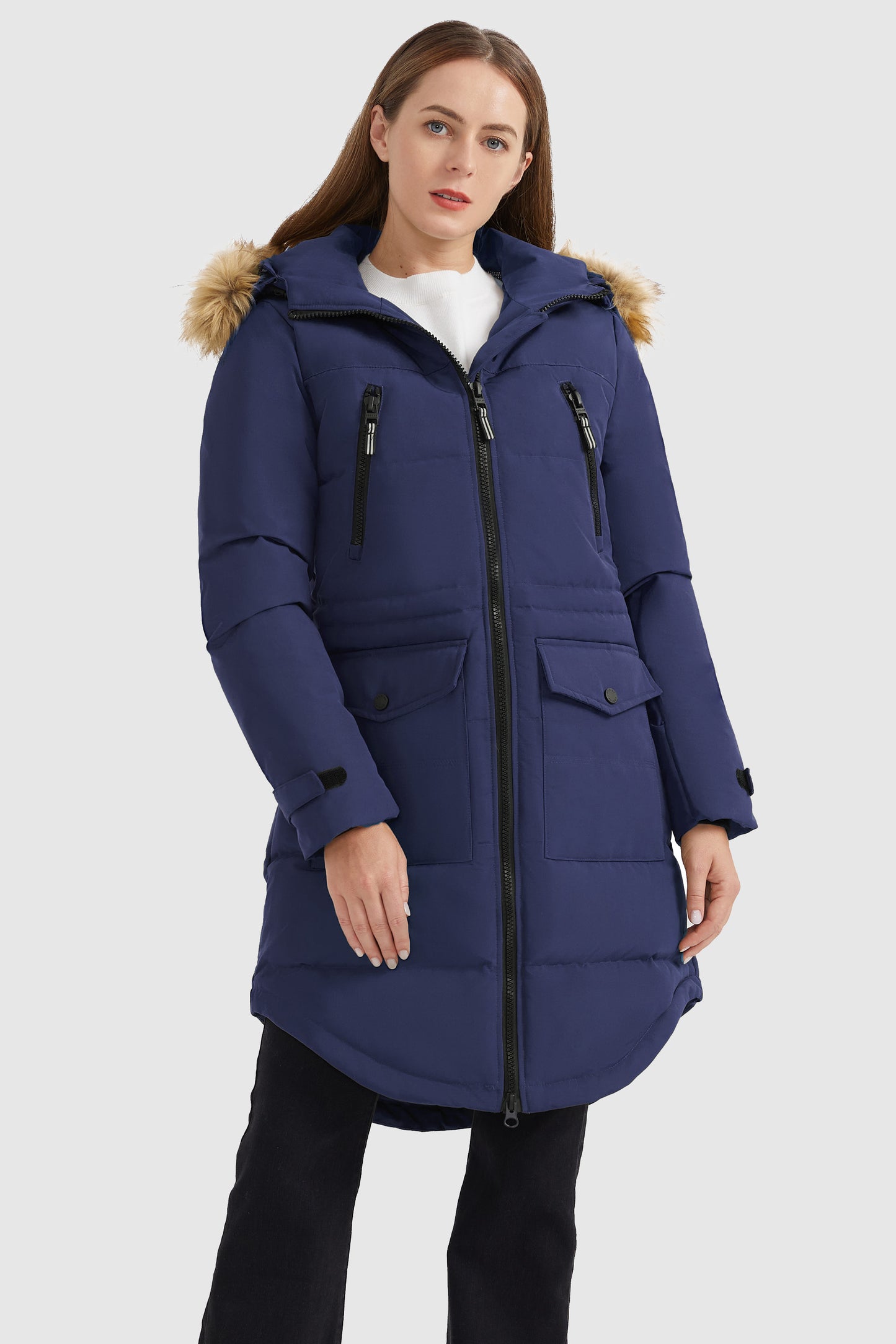 Drawstring Hooded Thickened Down Coat