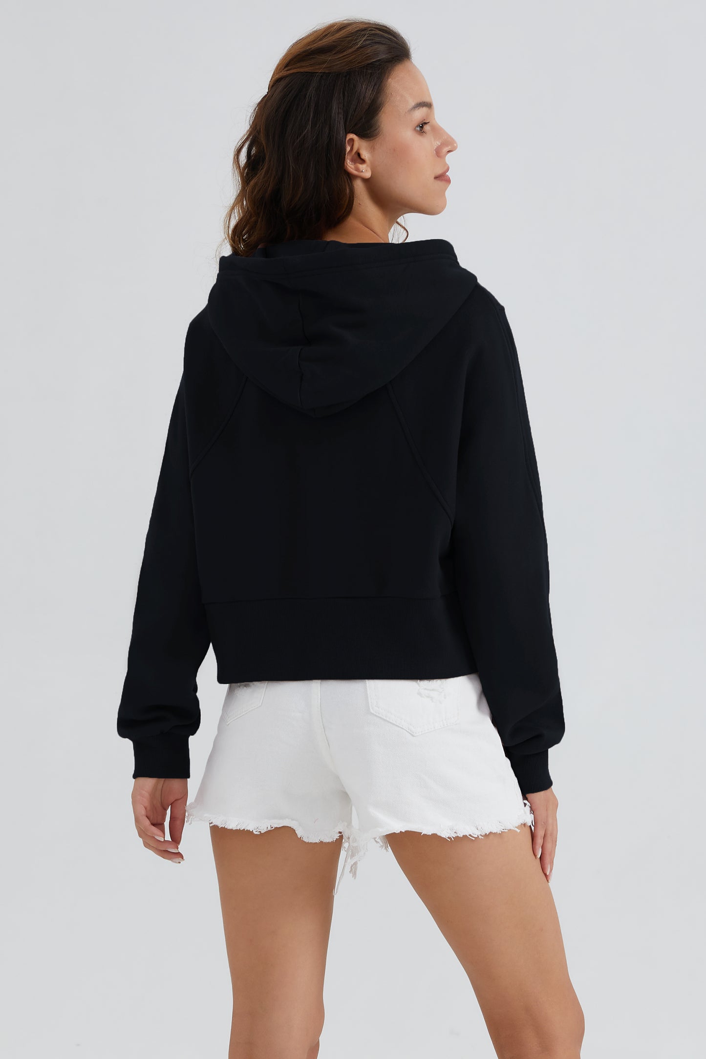Drawstring Hooded Cropped Sweatshirt